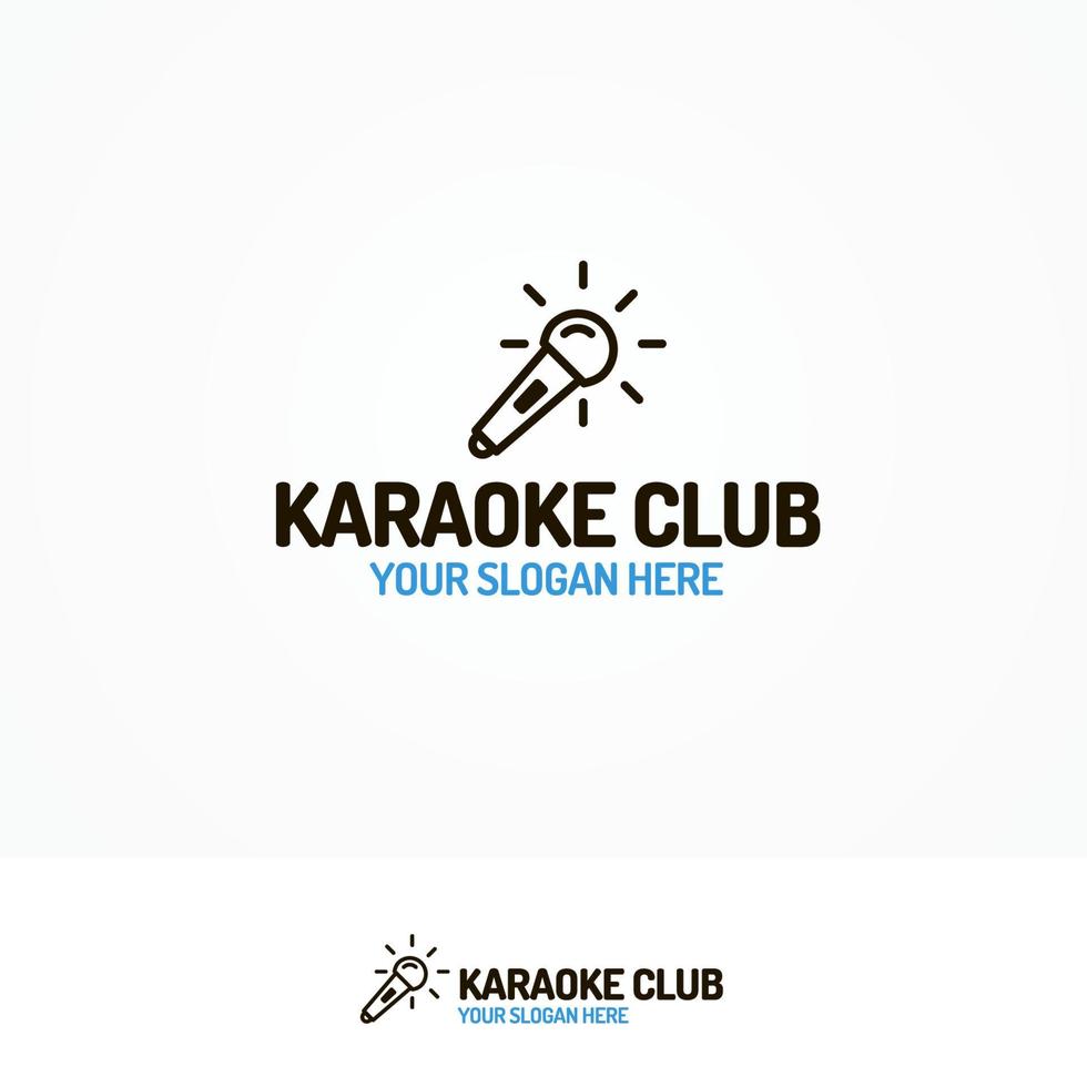 karaoke club logotyp set med mikrofon linje stil vektor