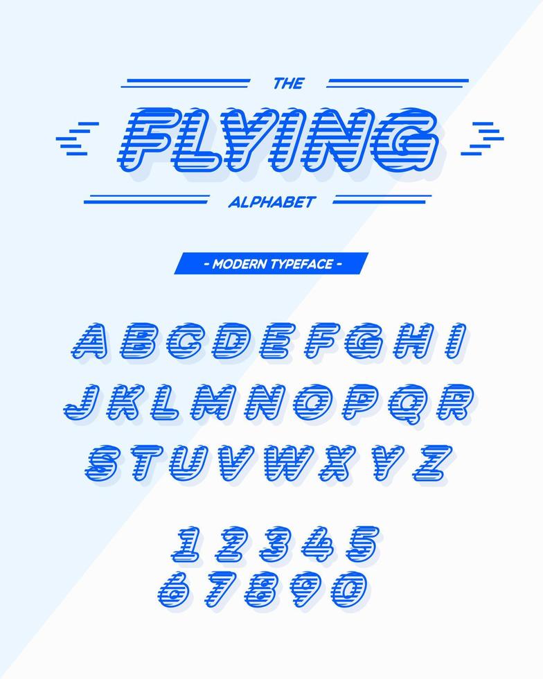 Vektor fliegende Schriftart schräg Stil Cyan Farbe moderne Typografie.