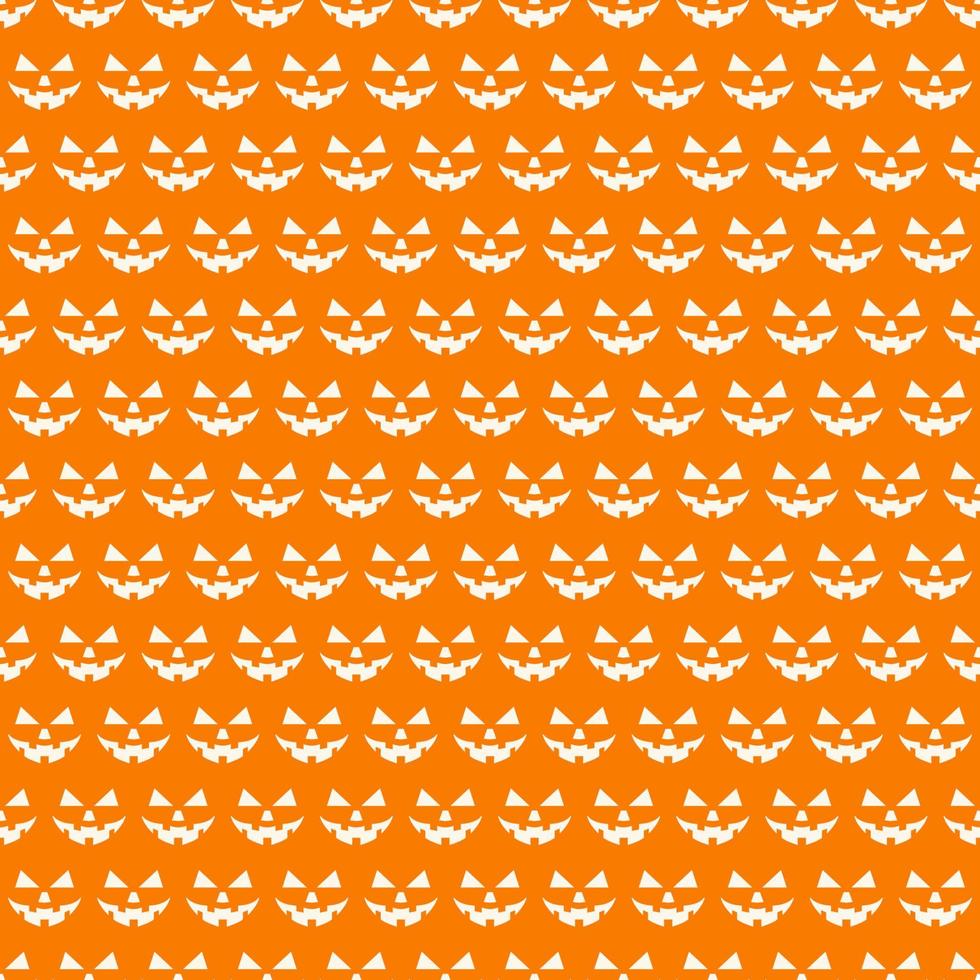 Halloween Muster Gesicht Kürbis weiße Farbe auf orangefarbenem Hintergrund vektor