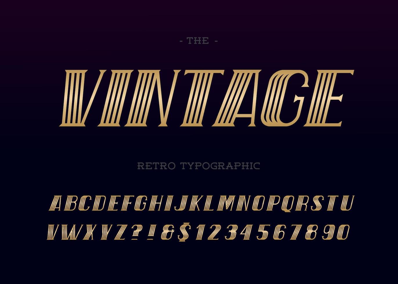 vektor vintage teckensnitt modern retro typografi guld stil