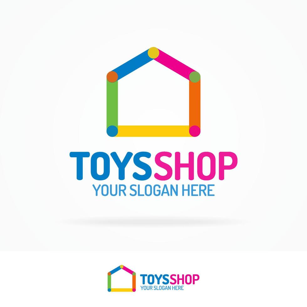 Spielzeug-Shop-Logo-Set flachen Farbstil vektor