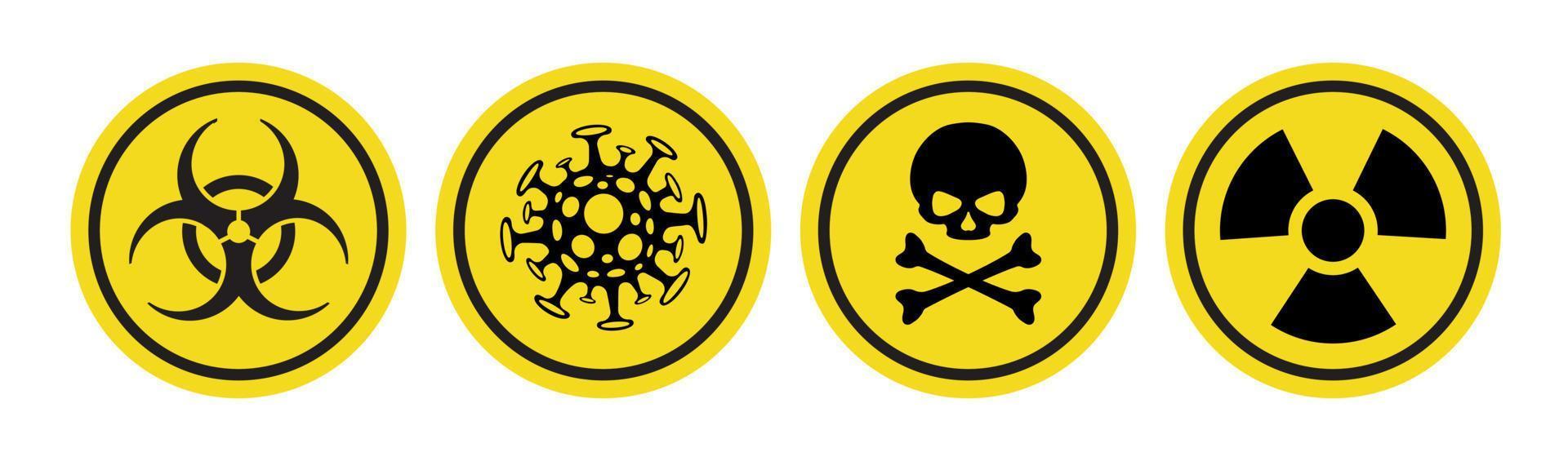 coronavirus vektor ikon, bio hazard symbol, strålning tecken, giftiga emblem