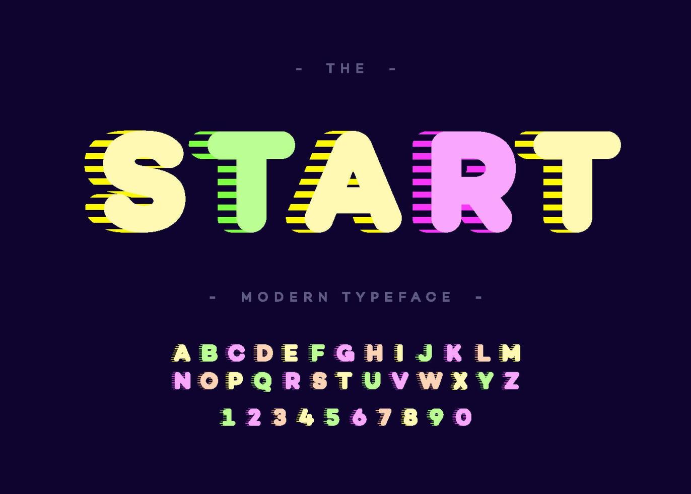 vektor start typsnitt 3d fet typografi färgglad stil