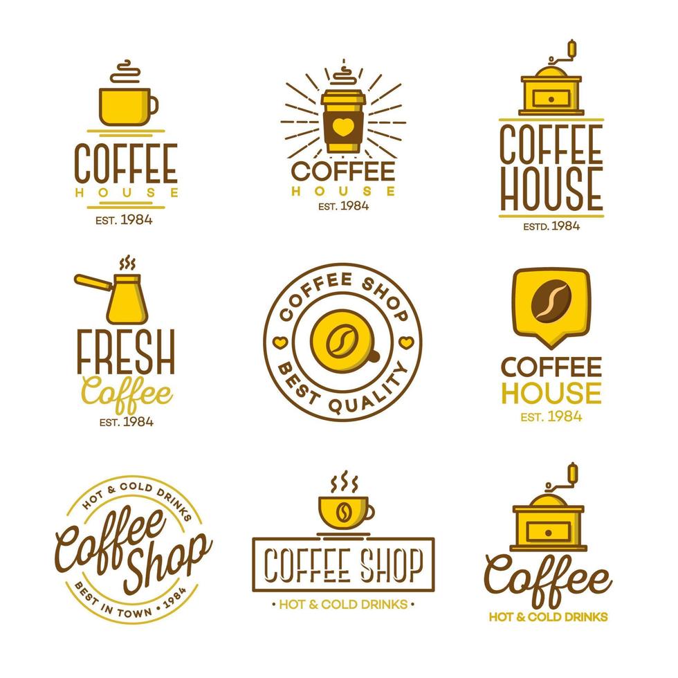 Café-Logo-Set isoliert auf weißem Hintergrund vektor