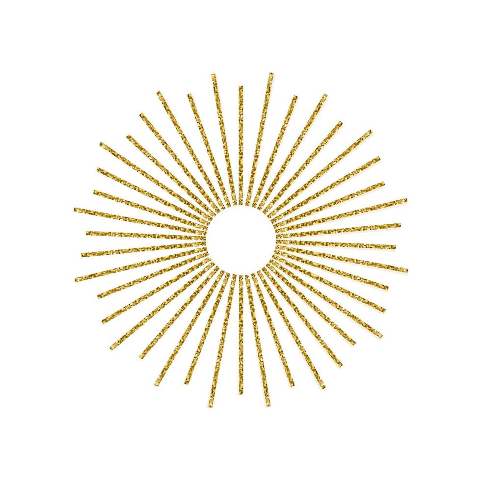 sunburst guld glitter effekt isolerad på vit bakgrund. lätt starburst användning för logotyp, etiketter och märken. vektor illustration