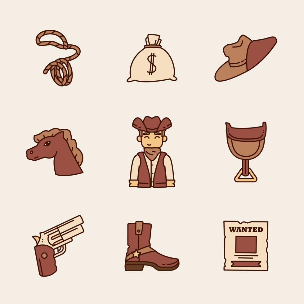 Wilde Wildwest-Symbole vektor