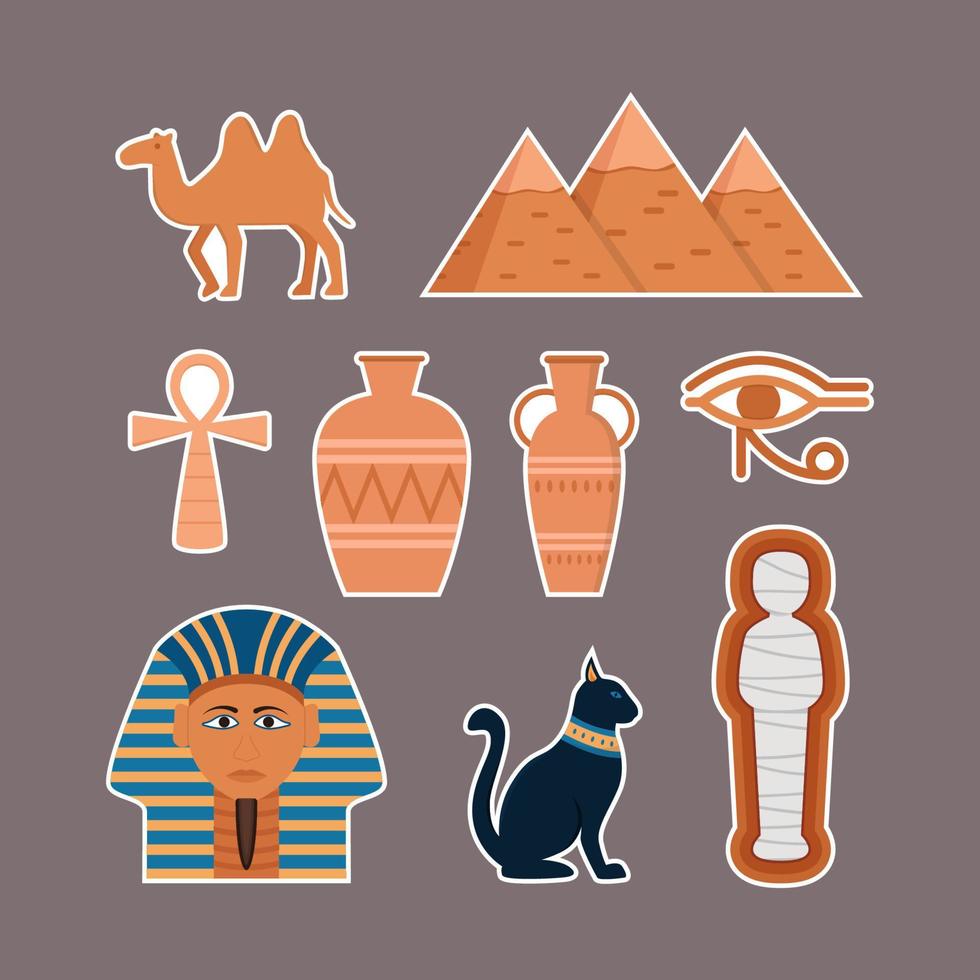 Sammlungsset für ägyptische Mumienaufkleber vektor