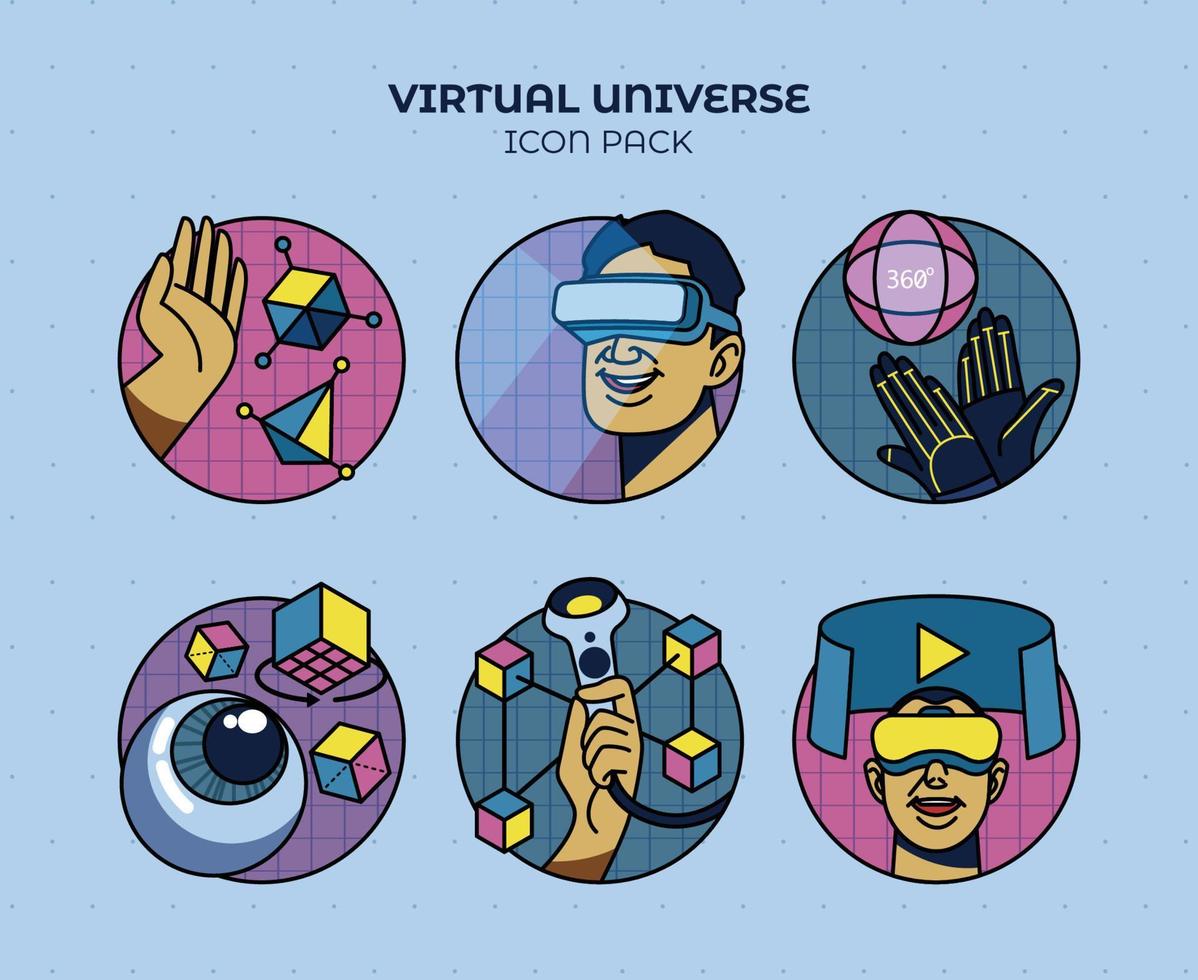 Symbolpaket für virtuelles Universum vektor