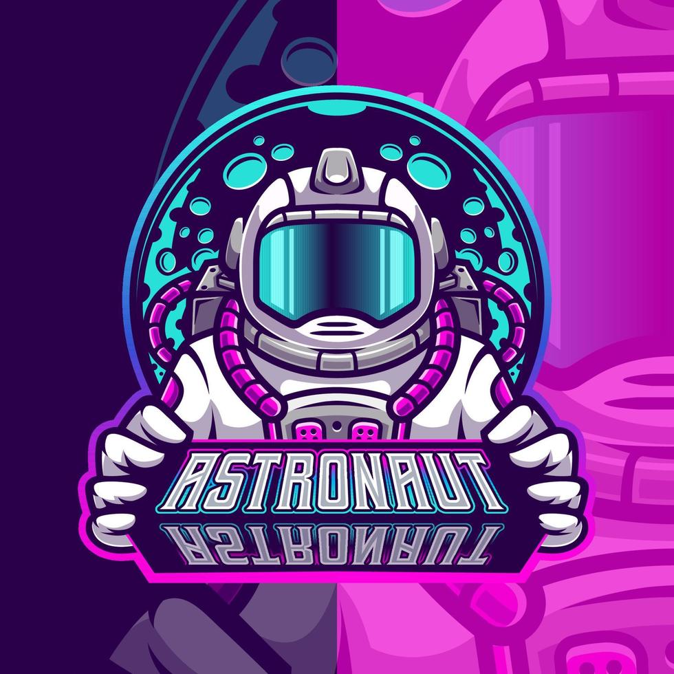 astronaut maskot esport logotyp mall vektor