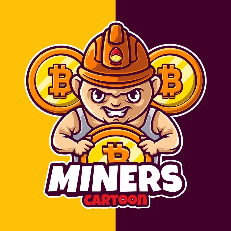 Miner Krypto-Maskottchen-Logo-Vorlage vektor