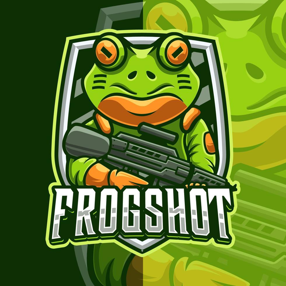 frosch armee maskottchen esport logo vorlage vektor