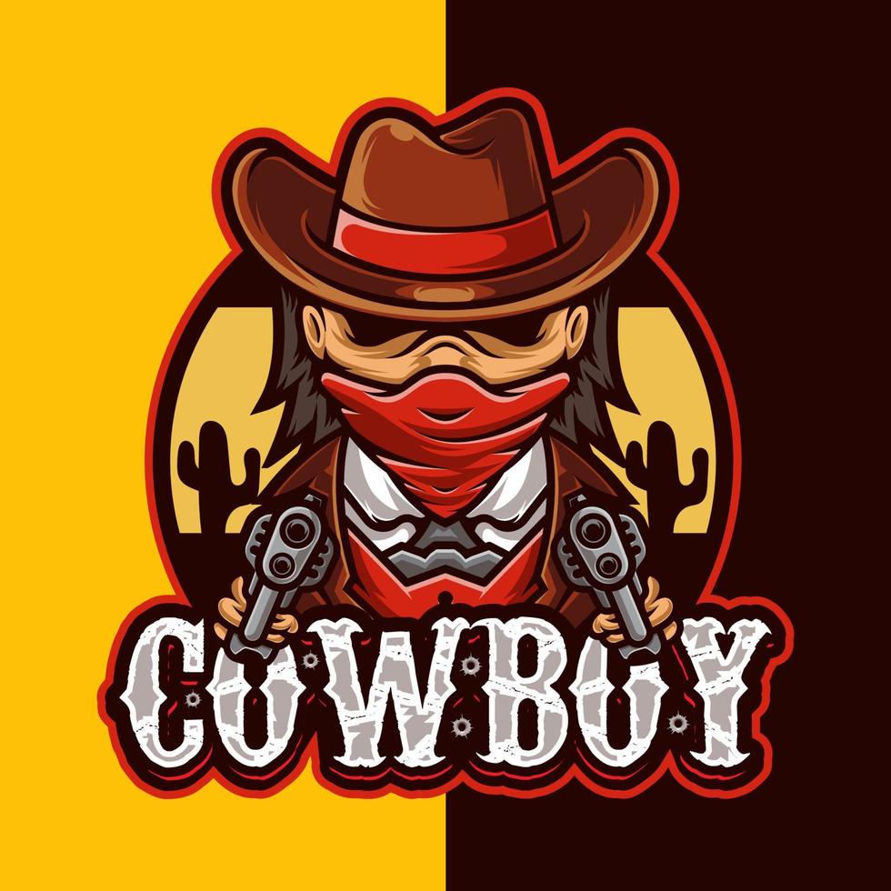 cowboy maskot karaktär logotyp mall vektor