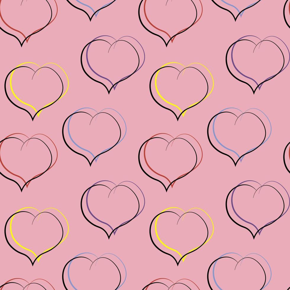Nahtloses Vektormuster mit Herz auf rosa Hintergrund vektor