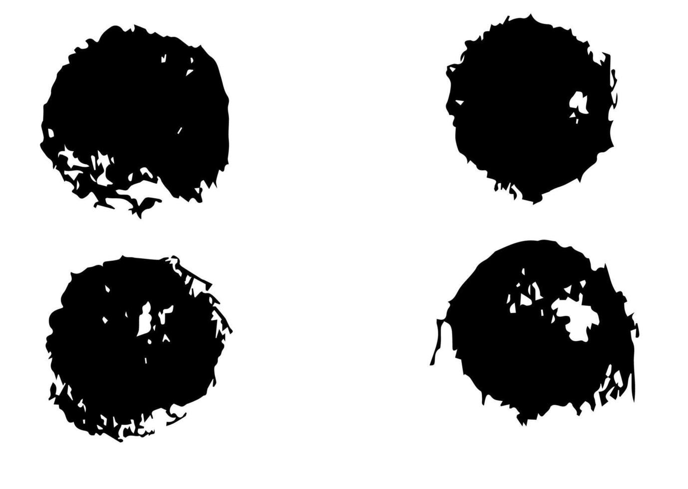 Satz von Vektorkreispinselstrichen Textur gefüllt mit schwarzer Tinte auf weißem Hintergrund vektor