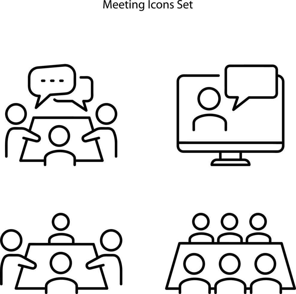 möte Ikonuppsättning isolerad på vit bakgrund. mötesikon trendig och modern mötessymbol för logotyp, webb, app, ui. mötesikonen enkelt tecken. vektor