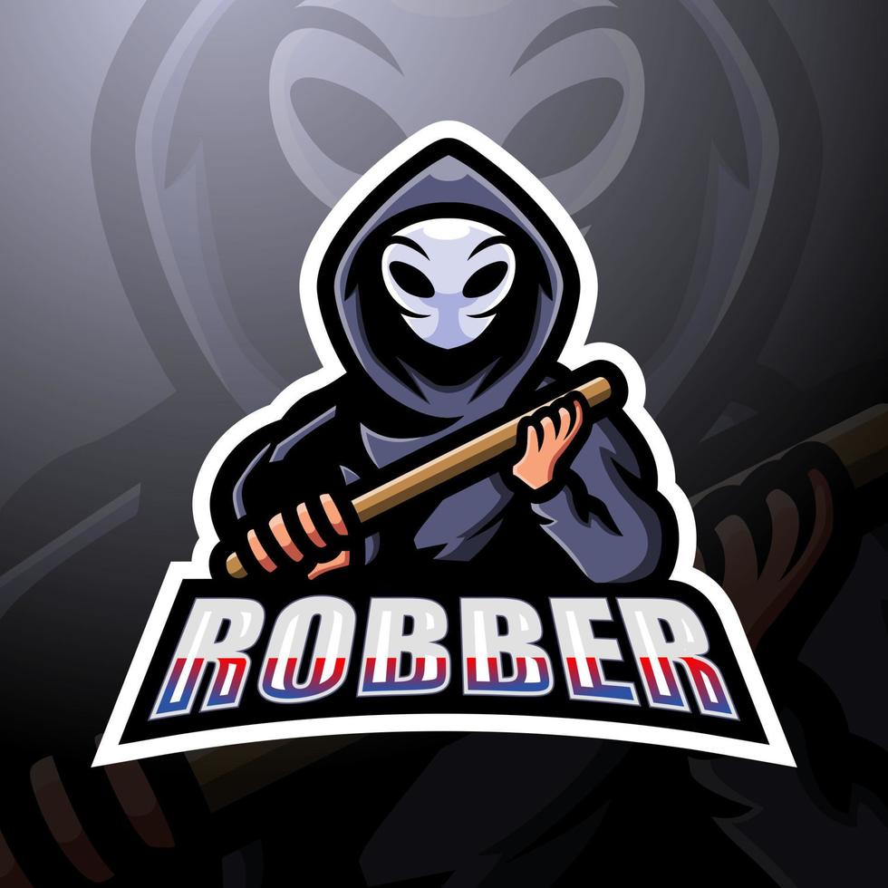 Räuber-Maskottchen-Esport-Logo-Design vektor