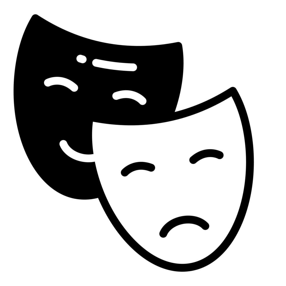 Maskenvektor-Glyphen-Symbol, Schul- und Bildungssymbol vektor