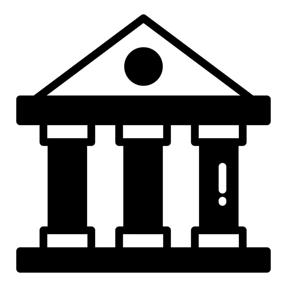 Vektor-Glyphen-Symbol für Bankgebäude, Schul- und Bildungssymbol vektor