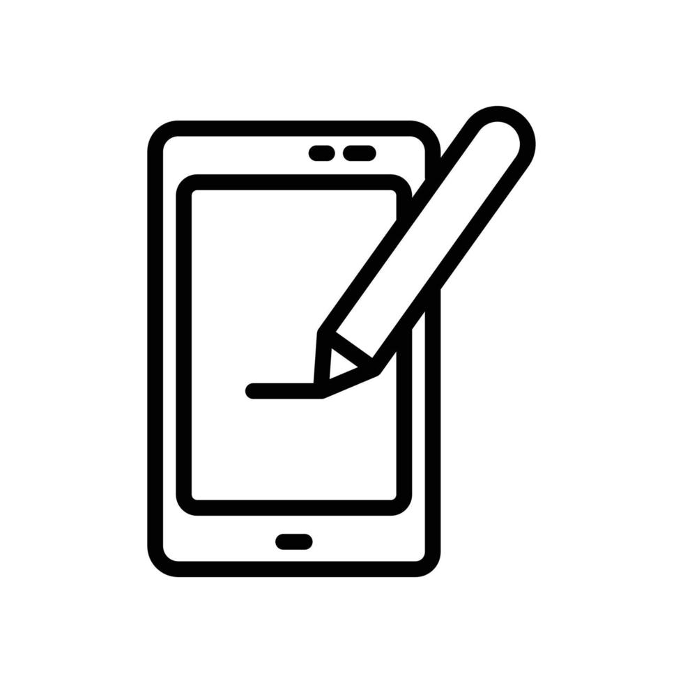 online utbildning ikon vektor. mobiltelefon med penna. linje ikon stil. enkel designillustration redigerbar vektor