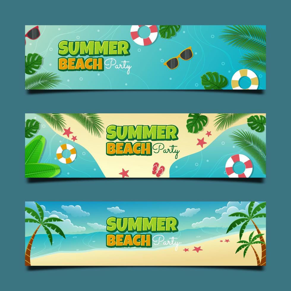 sommar beach party aktivitet banner vektor