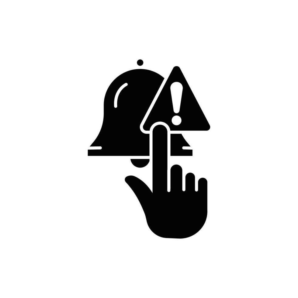 Berühren Sie das Symbol mit Glocke und Ausrufezeichen. geeignet für Warnsymbol. solider Icon-Stil. einfaches Design editierbar. Design-Vorlagenvektor vektor