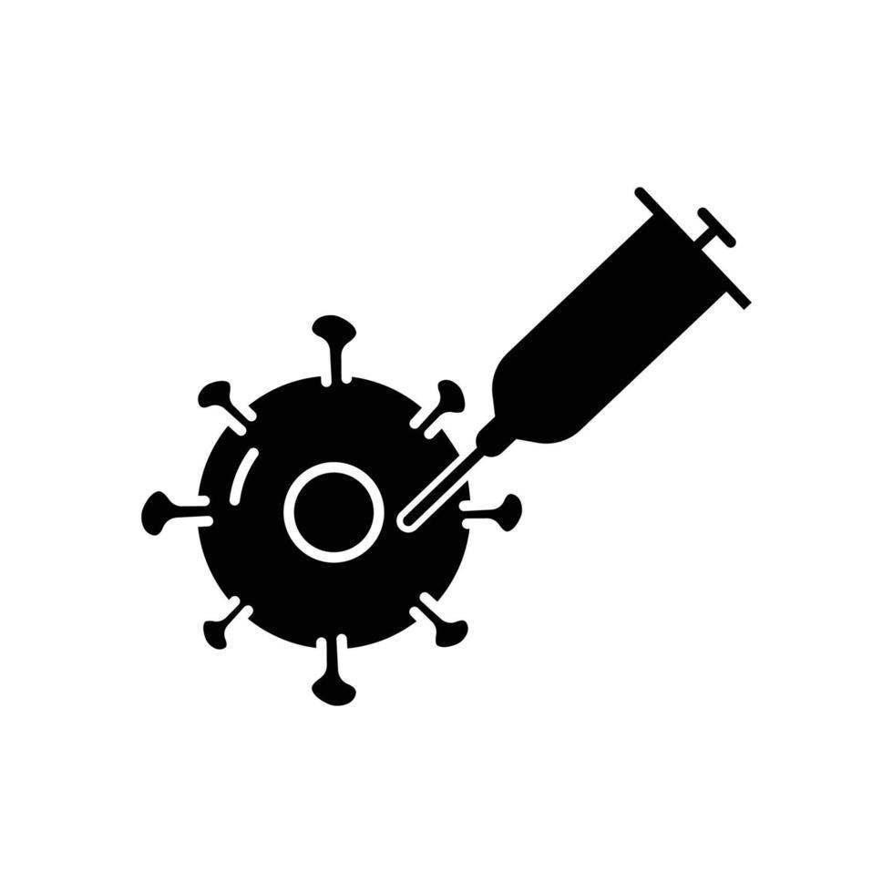 virus ikon med spruta. lämplig för vaccinsymbol. solid ikon stil. enkel design redigerbar. design mall vektor