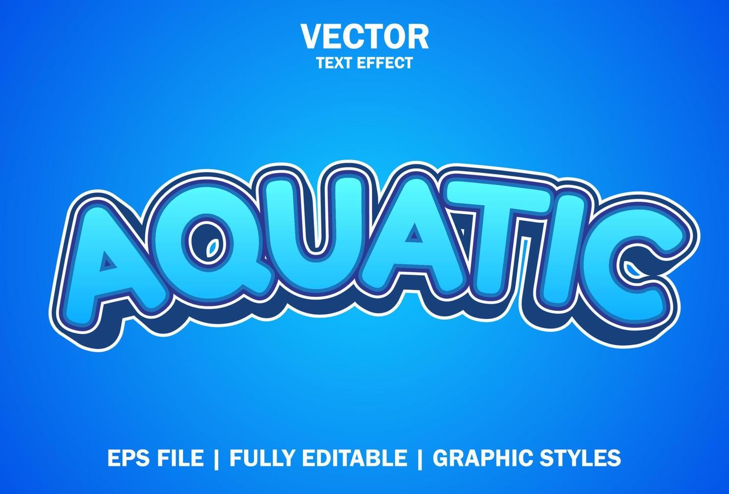 aquatischer texteffekt mit blauer farbe 3d-stil. vektor