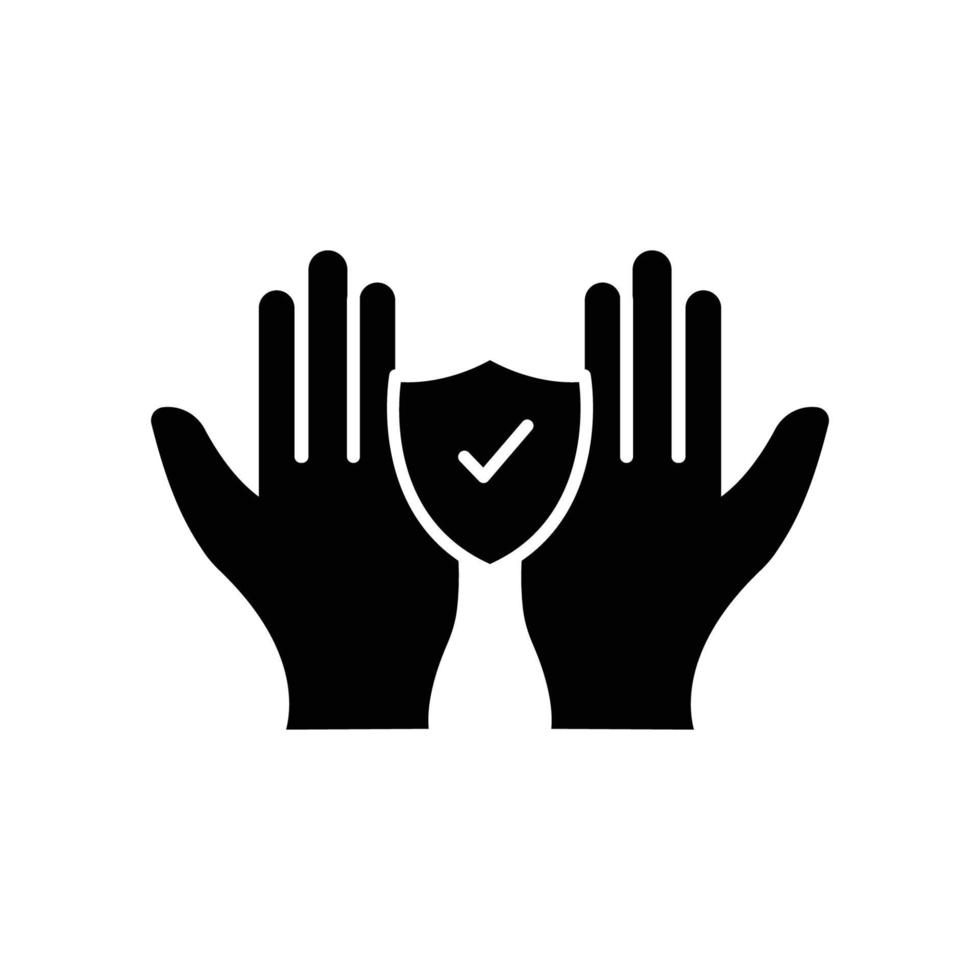 Handsymbol mit Schild und Häkchen. solider Icon-Stil. geeignet für Sicherheit komplett, fertig Symbol . einfaches Design editierbar. Design-Vorlagenvektor vektor