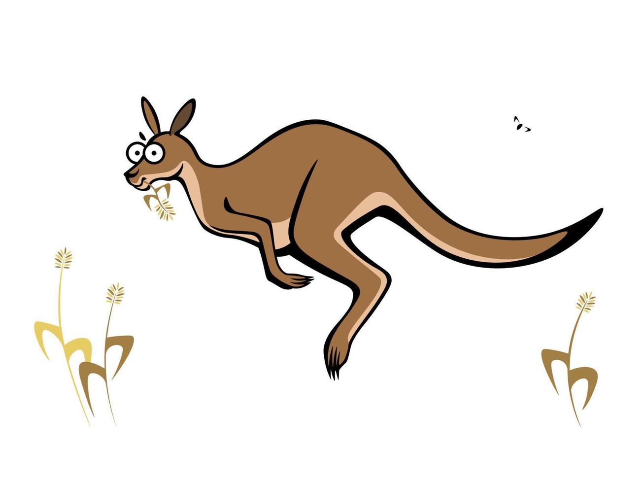 niedliches Cartoon-Känguru, das mit einem Strohhalm hüpft vektor