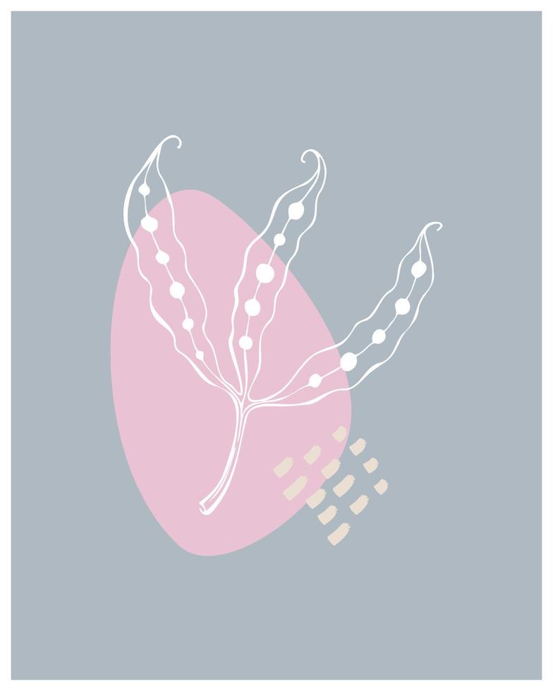 Boho-Stil abstrakter Hintergrund Minimalismus, Doodle, Grau und Pink, Dekor. vektor