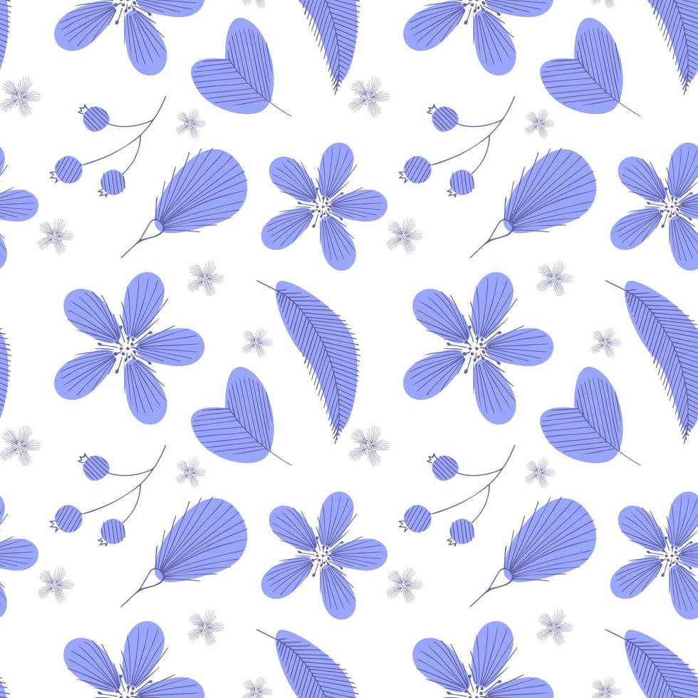 mönster mycket peri doodle blommor, sömlös, vit bakgrund. vektor