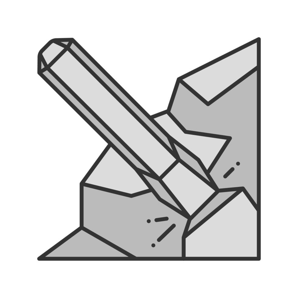 Farbsymbol für Eisenmeißel. Steinbrechmeißel. isolierte Vektorillustration vektor