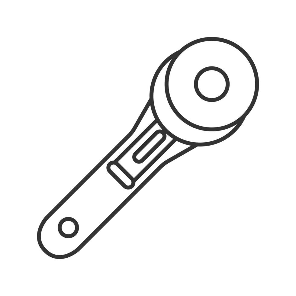 Lineares Symbol für Rotationsschneider. dünne Liniendarstellung. Patchwork-Messer. Kontursymbol. Vektor isoliert Umrisszeichnung