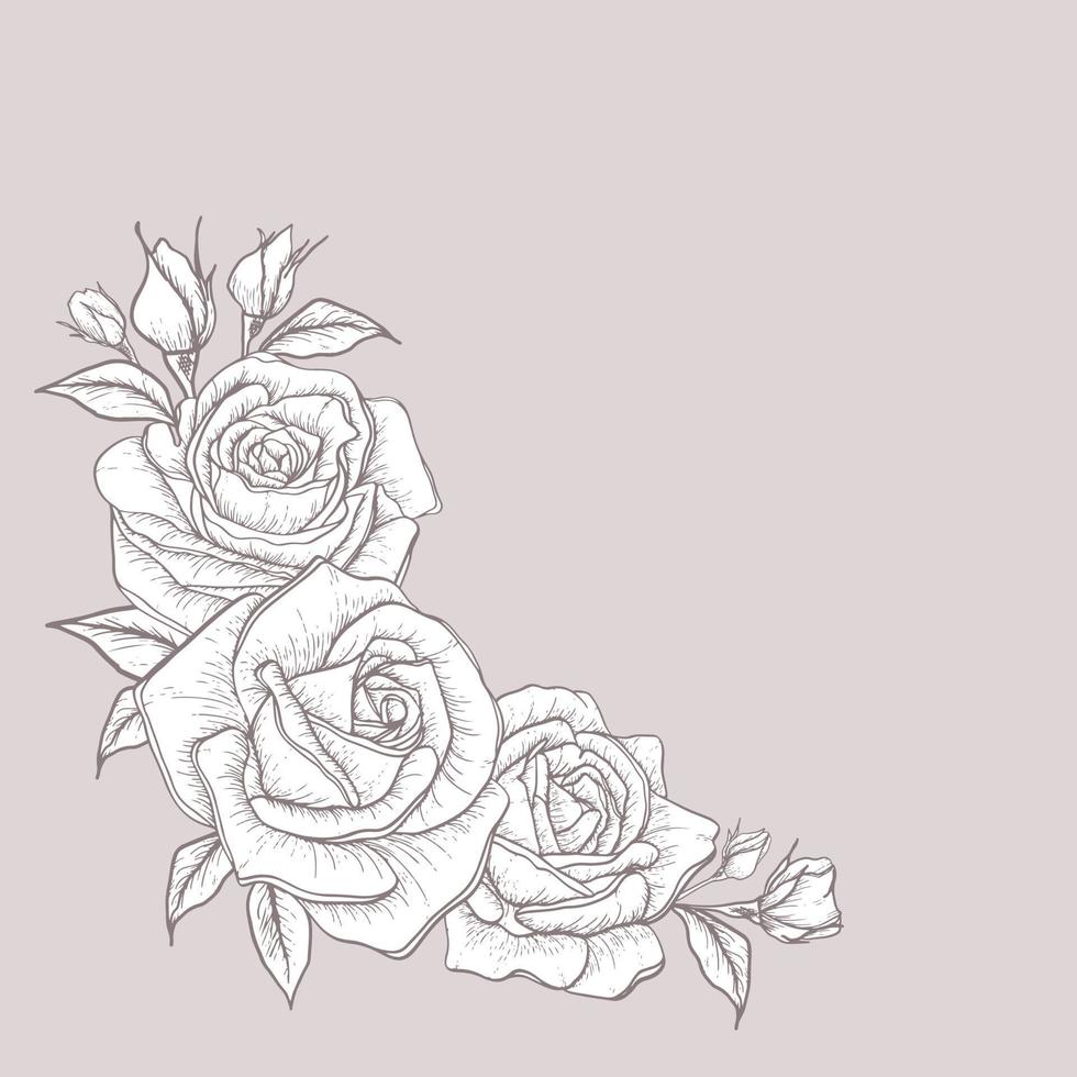 Schwarz-Weiß-Strauß Rose und Blätter. rose für hochzeitseinladung, grußkarte, paket, t-shirt, etikett, geburtstag, valentinstag, muttertag, feiertag und andere. vektor