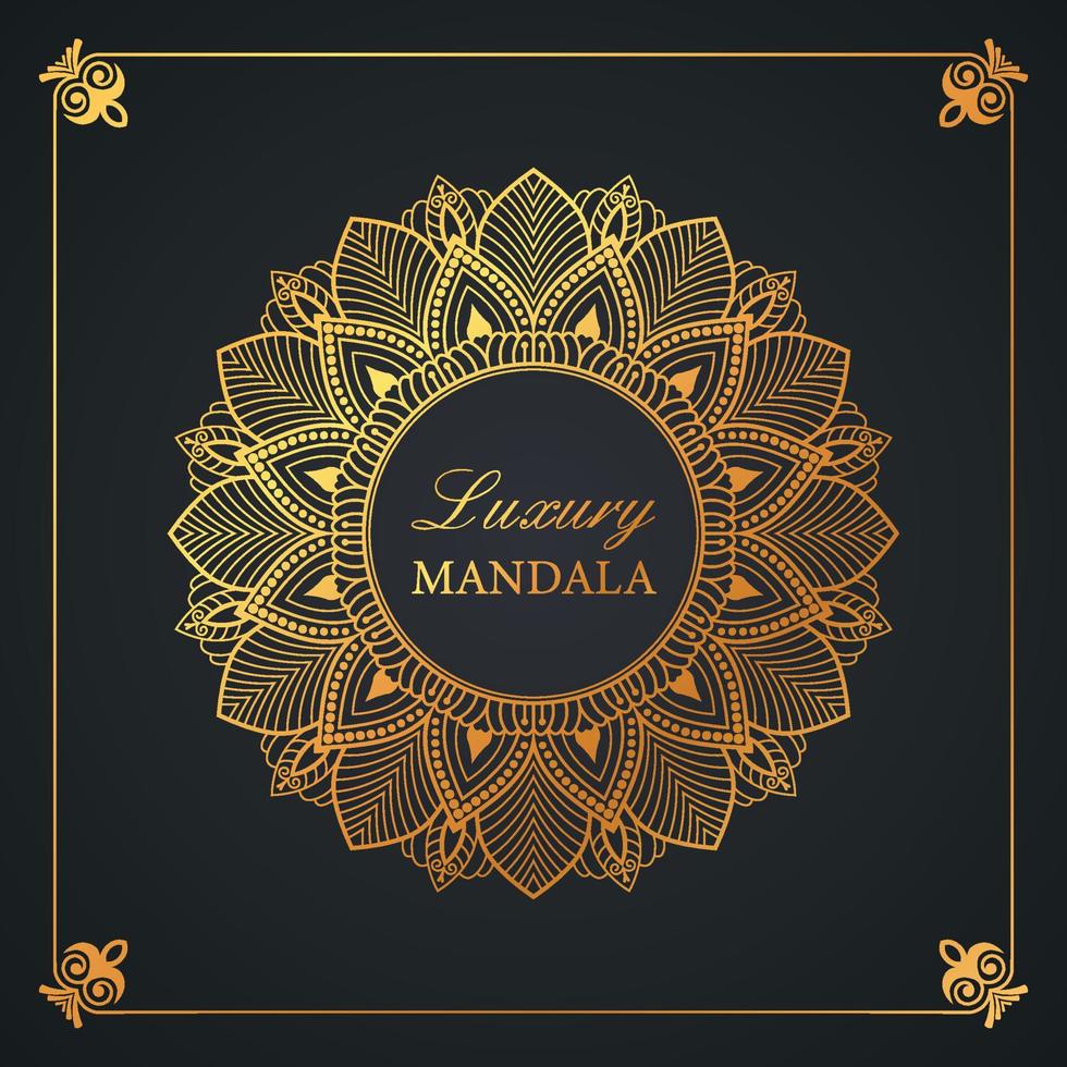 luxuriöses dekoratives Mandala-Design mit Goldfarbe vektor