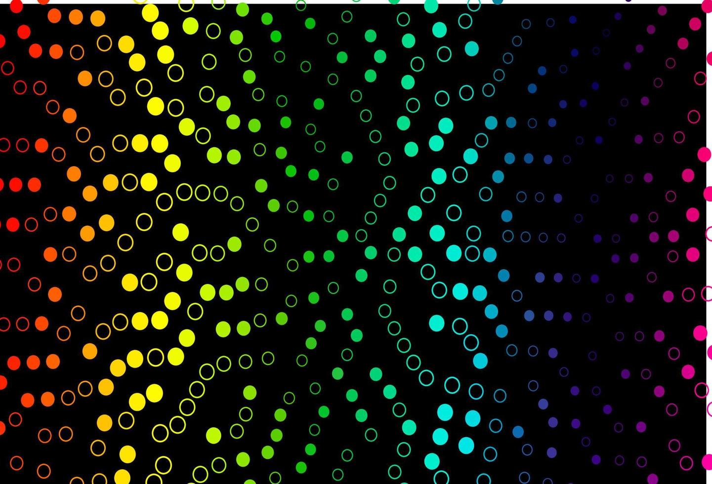 dunkles mehrfarbiges, regenbogenförmiges Vektorlayout mit Kreisformen. vektor