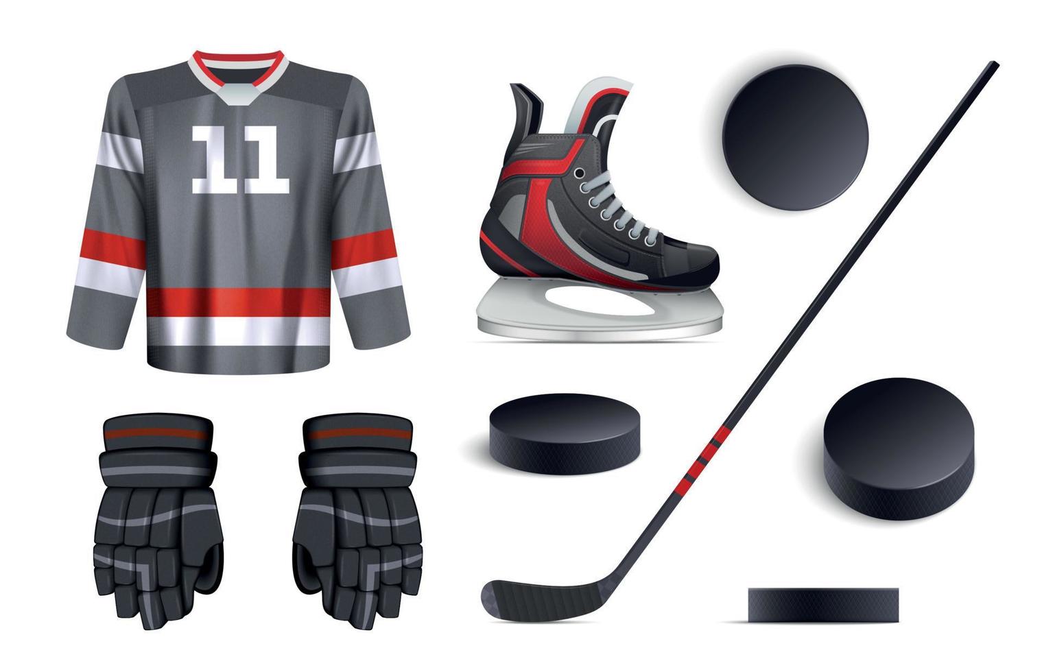 realistisches Hockey-Set vektor