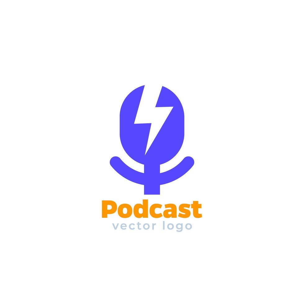 Podcast-Logo-Design mit einem Mikrofon vektor