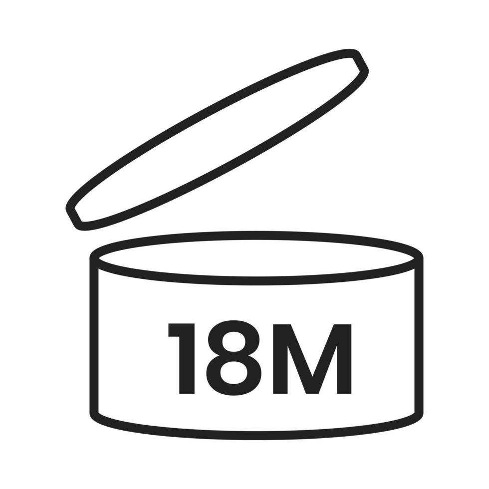 18m period efter öppen pao ikon tecken platt stil design vektorillustration isolerad på vit bakgrund. vektor