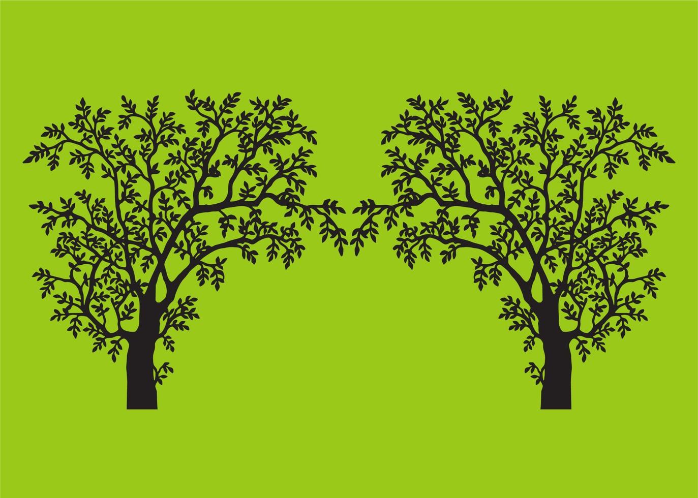 svart träd på grön bakgrund vektor