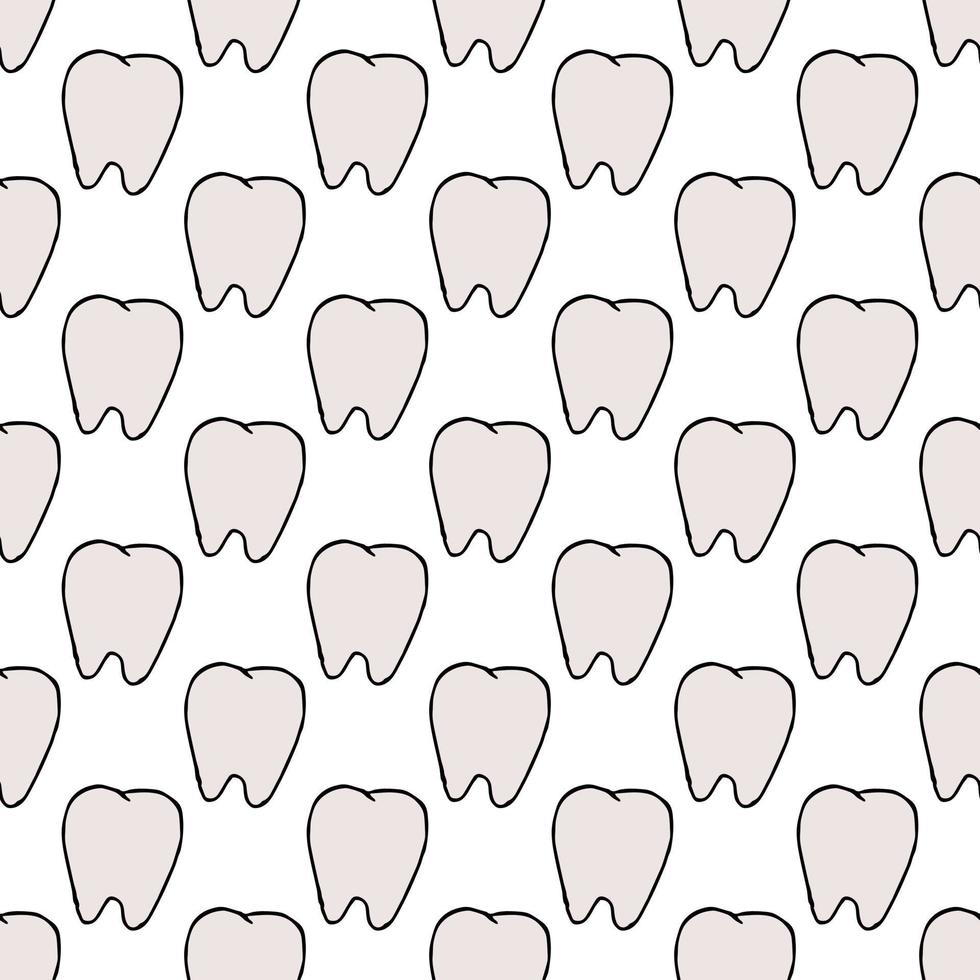 nahtloses Zahnmuster. farbiger zahnärztlicher Hintergrund. Doodle-Vektor-Illustration mit Zahn vektor