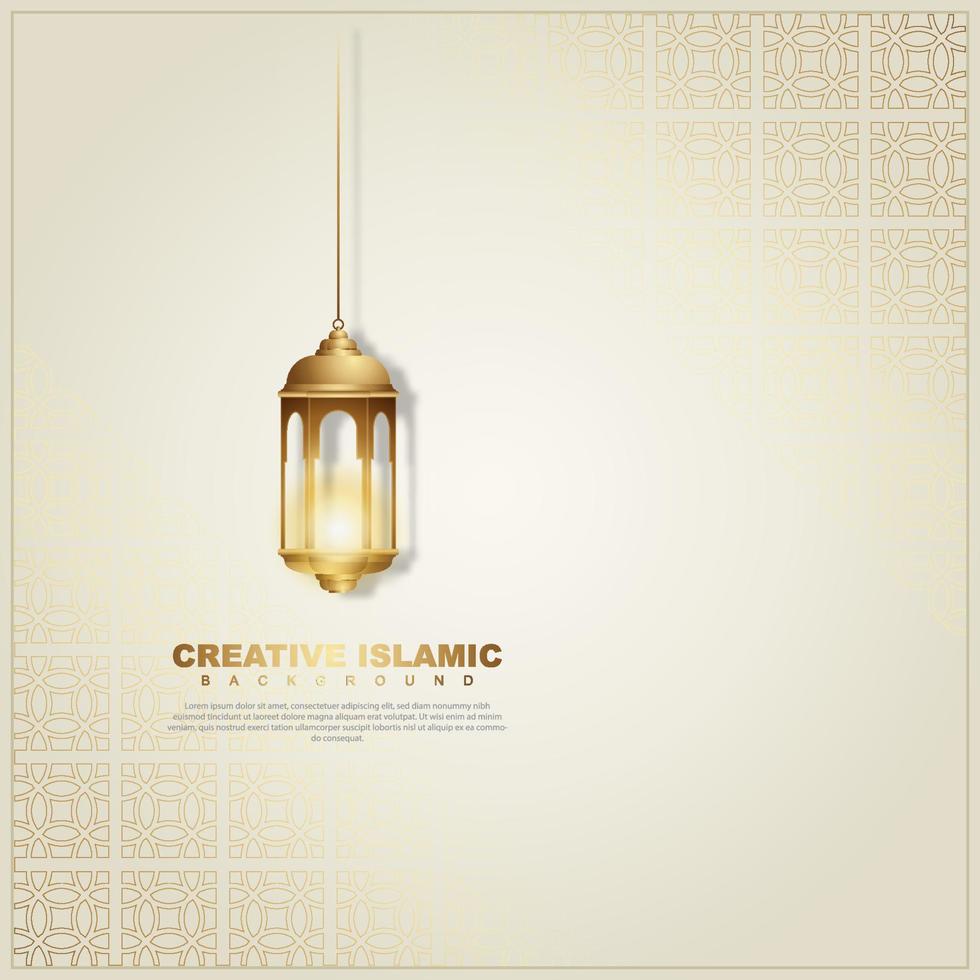 islamische designgrußkarten-hintergrundschablone mit dekorativem buntem mosaik und islamischer laterne. islamischer Vektor