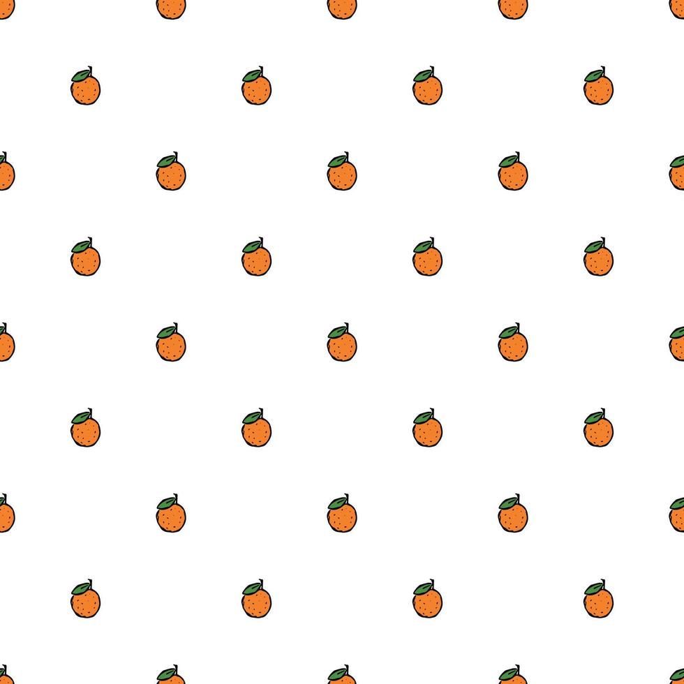 nahtloses Muster mit orangefarbenen Symbolen. farbiger orangefarbener Hintergrund. Doodle-Vektor-Illustration mit Früchten vektor