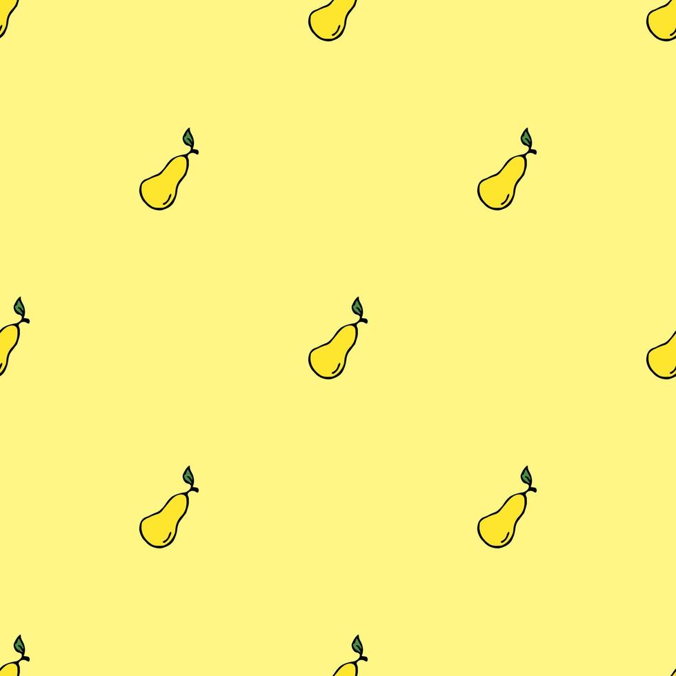 seamless mönster med gula päron ikoner. färgad päron bakgrund. doodle vektorillustration med frukter vektor