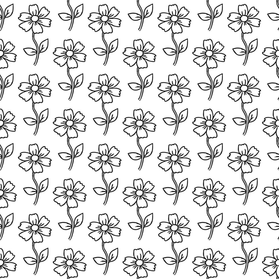 nahtlose florale Vektormuster. Gekritzelvektor mit Blumenverzierung auf weißem Hintergrund. vintage blumendekor, süßer hintergrund für ihr projekt, menü, café-shop vektor