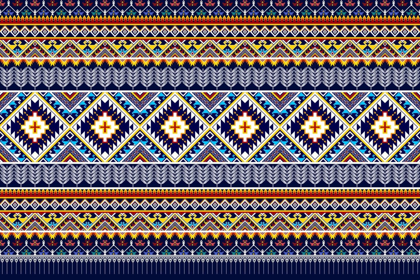 ikat abstrakt geometrisk etnisk mönsterdesign. Aztec tyg matta mandala prydnad etnisk chevron textil dekoration tapeter. tribal boho infödda etniska kalkon traditionella broderi vektor