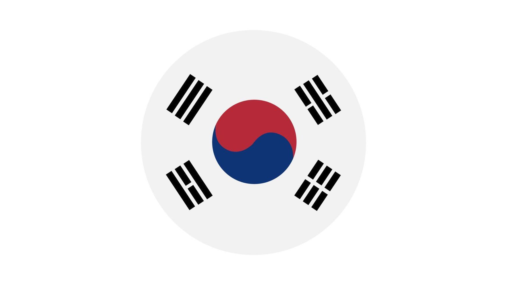 Sydkoreas flagga cirkel, vektorbild och ikon vektor