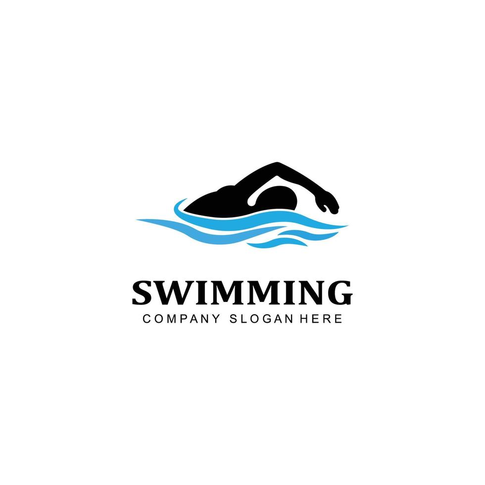 pool logotyp vektor ikon, simmare idrottare, koncept inspiration