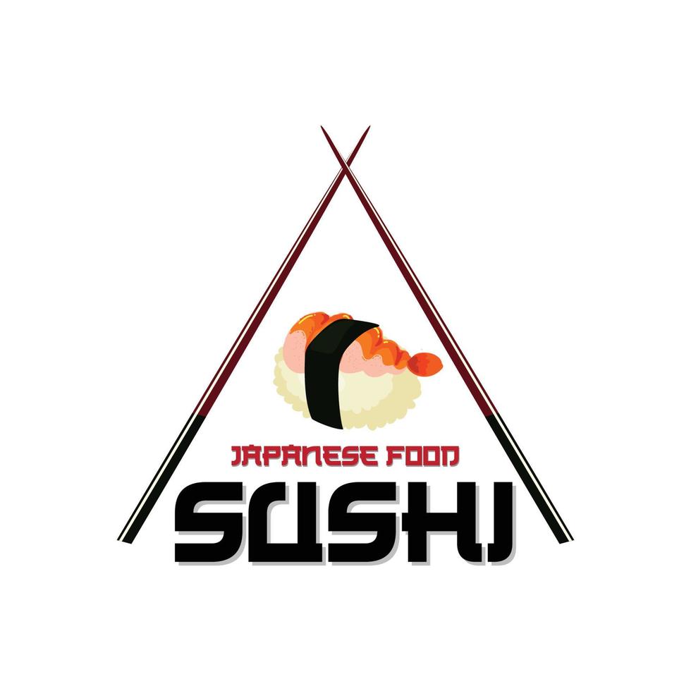 japansk sushi mat logotyp vektor, med en mängd olika skaldjur kött, bakgrundsdesign lämplig för klistermärken, screentryck, banderoller, flayers, företag vektor