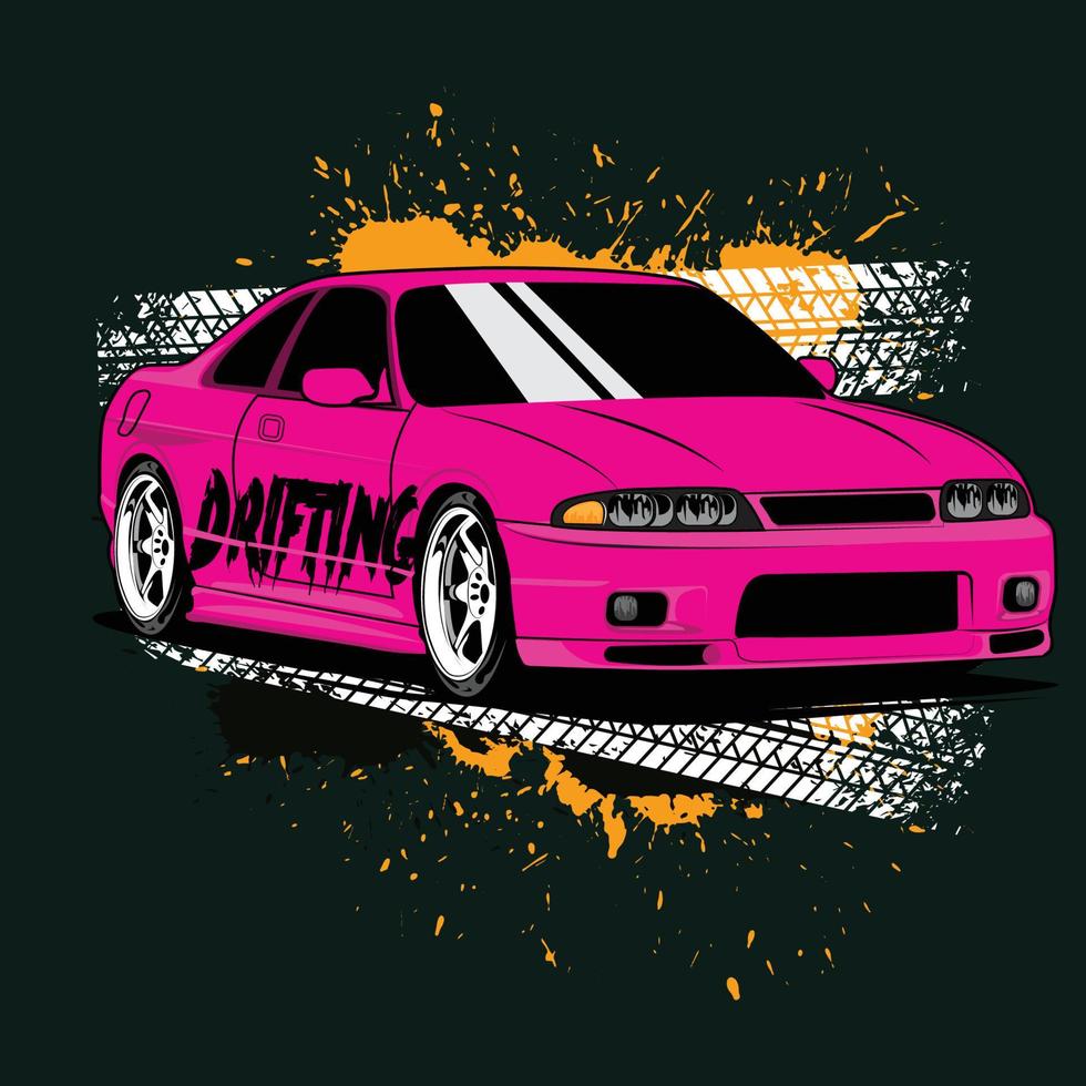 Sportwagen-Vektorillustrationssymbol kann für Logo-T-Shirt-Design, Kleidung, Gruppengemeinschaft, Poster, Autoshow, Tokio-Driftfilm, Toyota supra . sein vektor